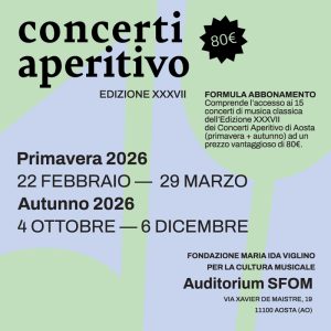 Abbonamento Concerti Aperitivo Edizione XXXVII  Primavera / Autunno 2026 (15 concerti)